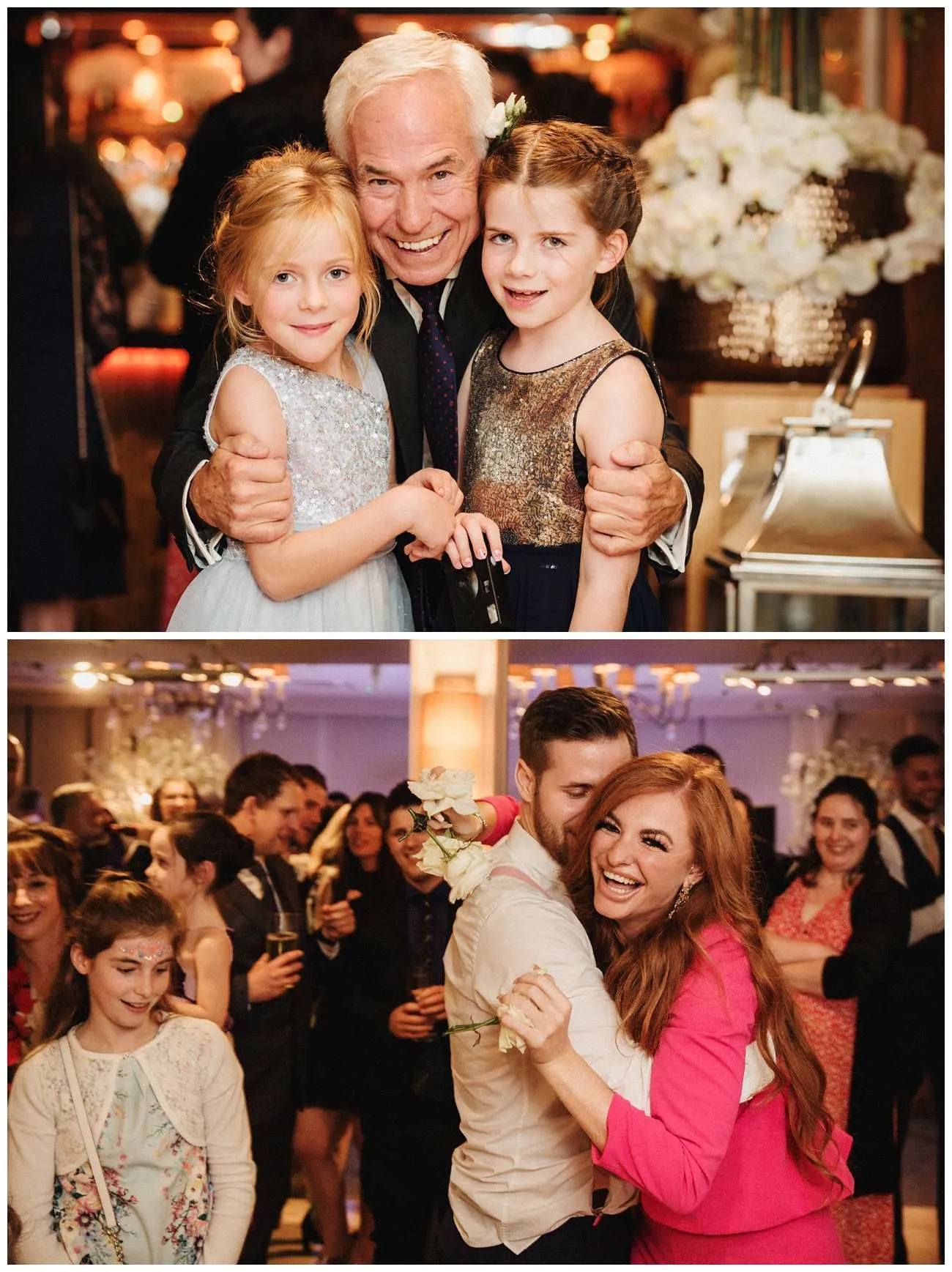Wedding guests laugh during the drinks section of the day before evening starts