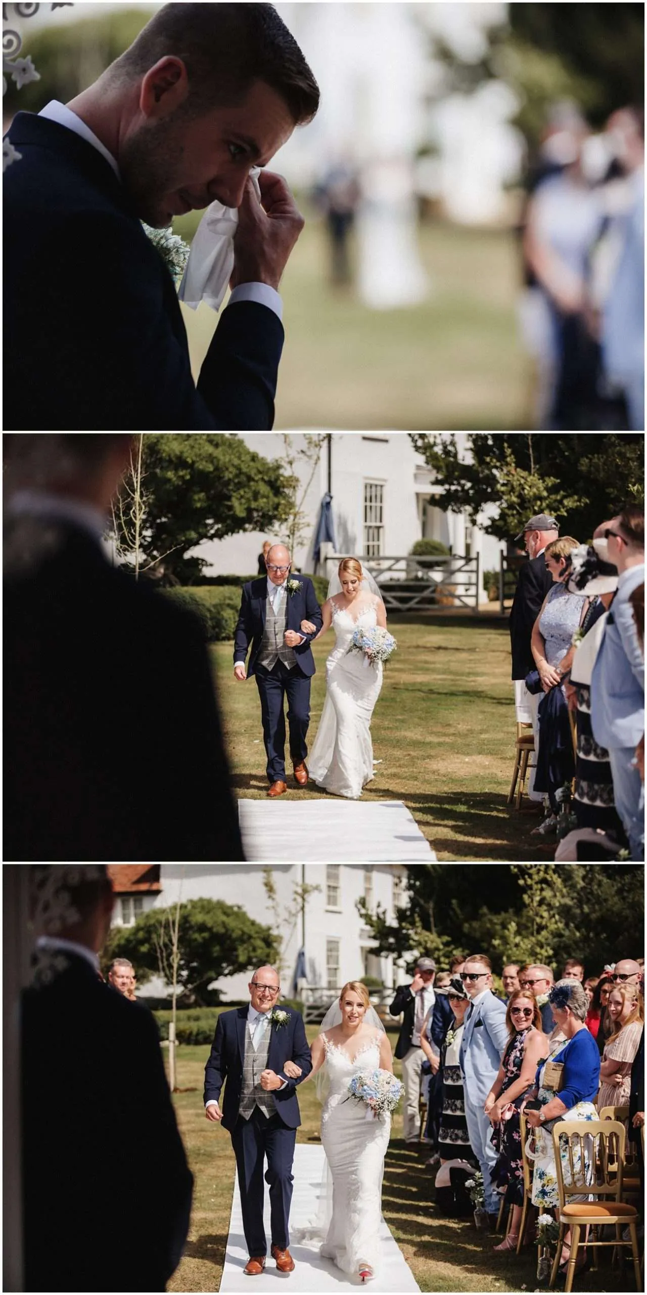 Groom gets emotional as the bride walks down the aisle