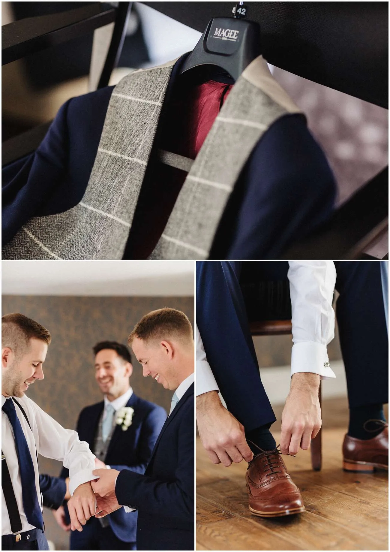 The groomsmen getting ready in their room