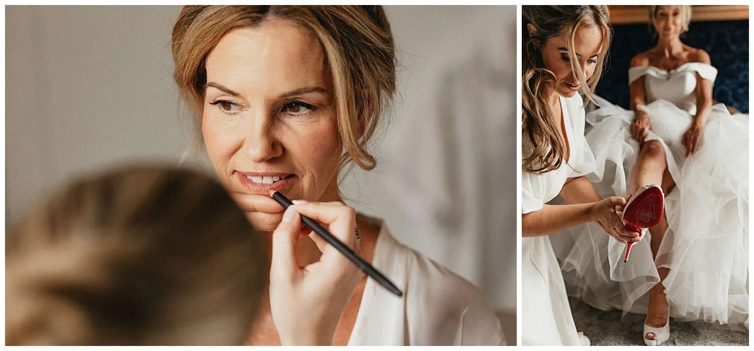 Bride having her makeup done