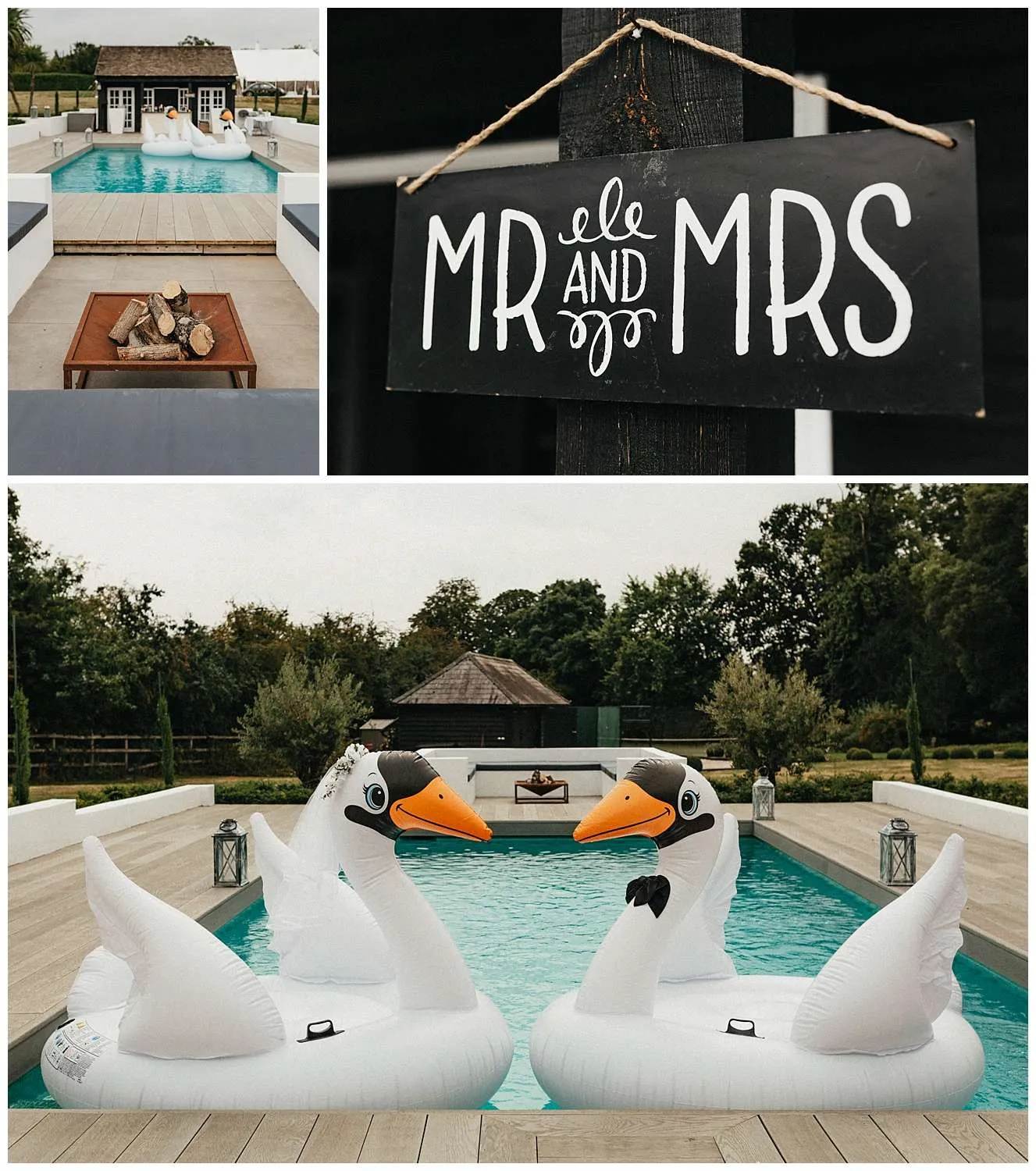 Colchester Wedding Photography - Image of swans in the pool