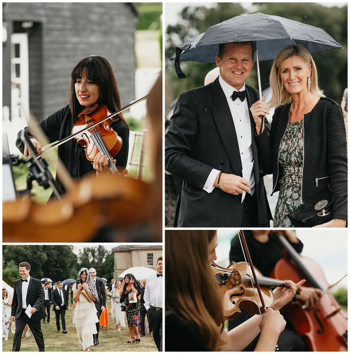 Violinists playing to the wedding guests