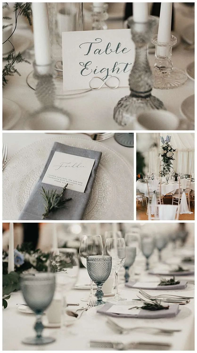 The wedding reception table details