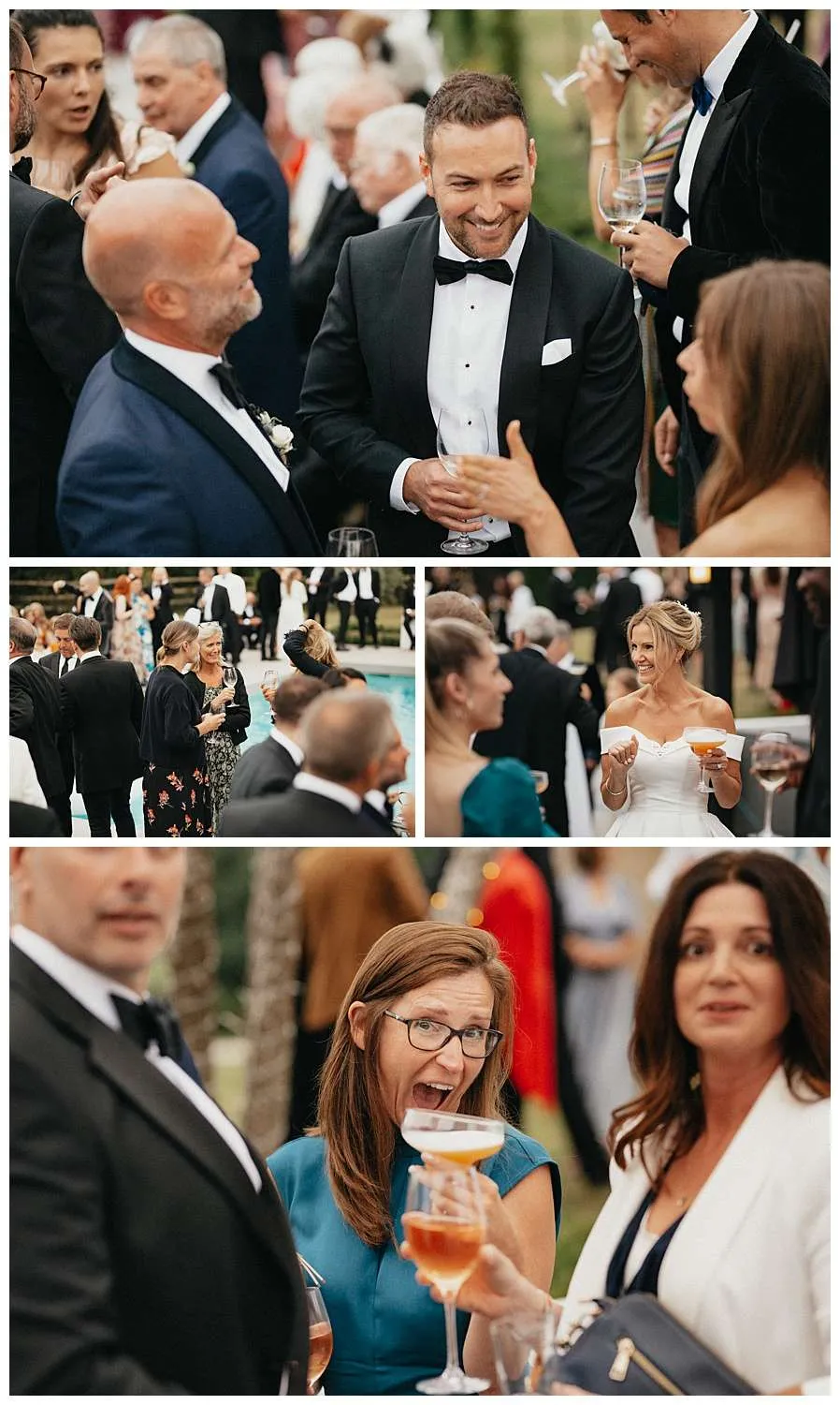 Colchester Wedding Photography - guests drinking by the pool
