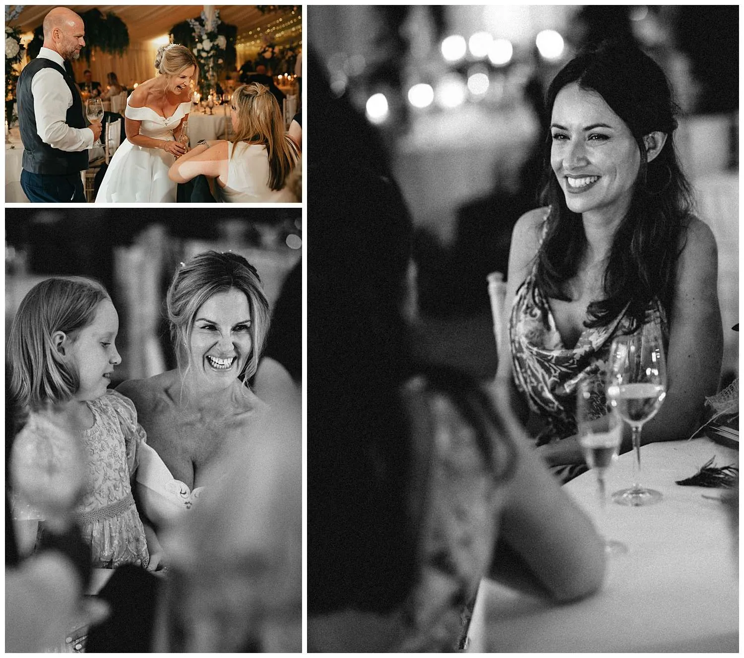 Guests laugh in the marquee
