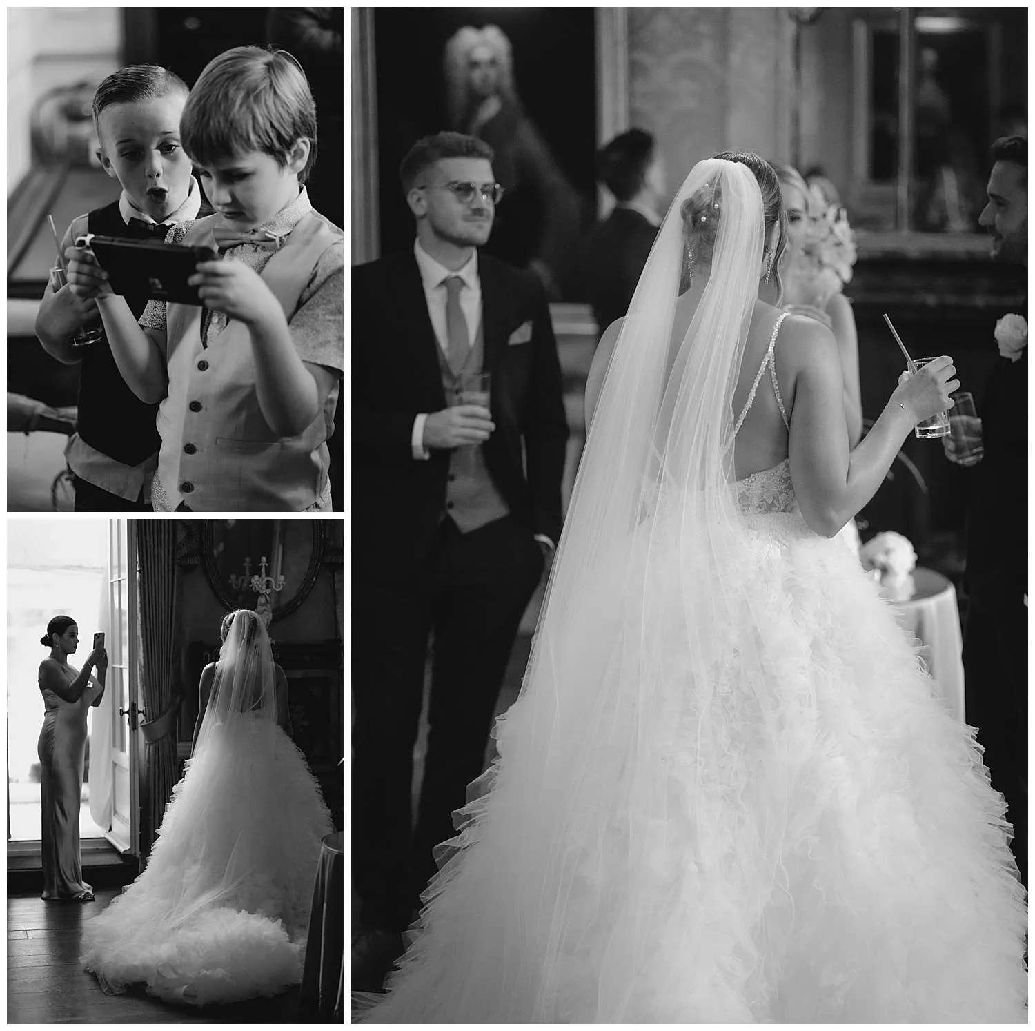 Hedingham Castle Wedding Photographer - guests mingling in the main house