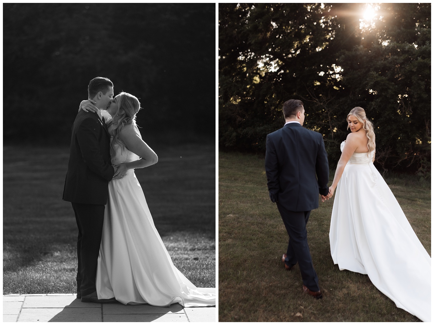 Weddings at Swynford Manor - The couple have their photographs taken during sunset