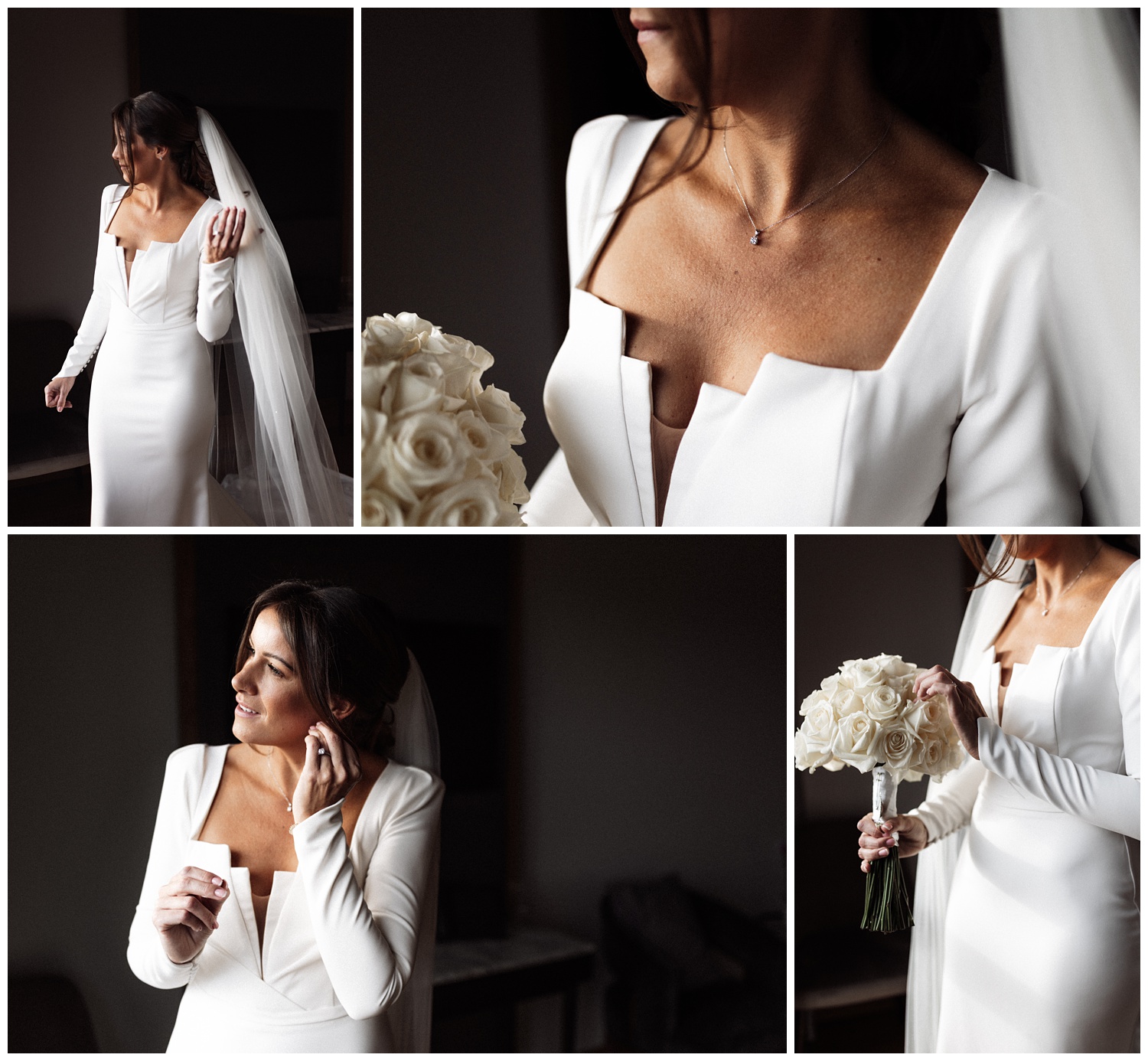 The brides wedding dress details