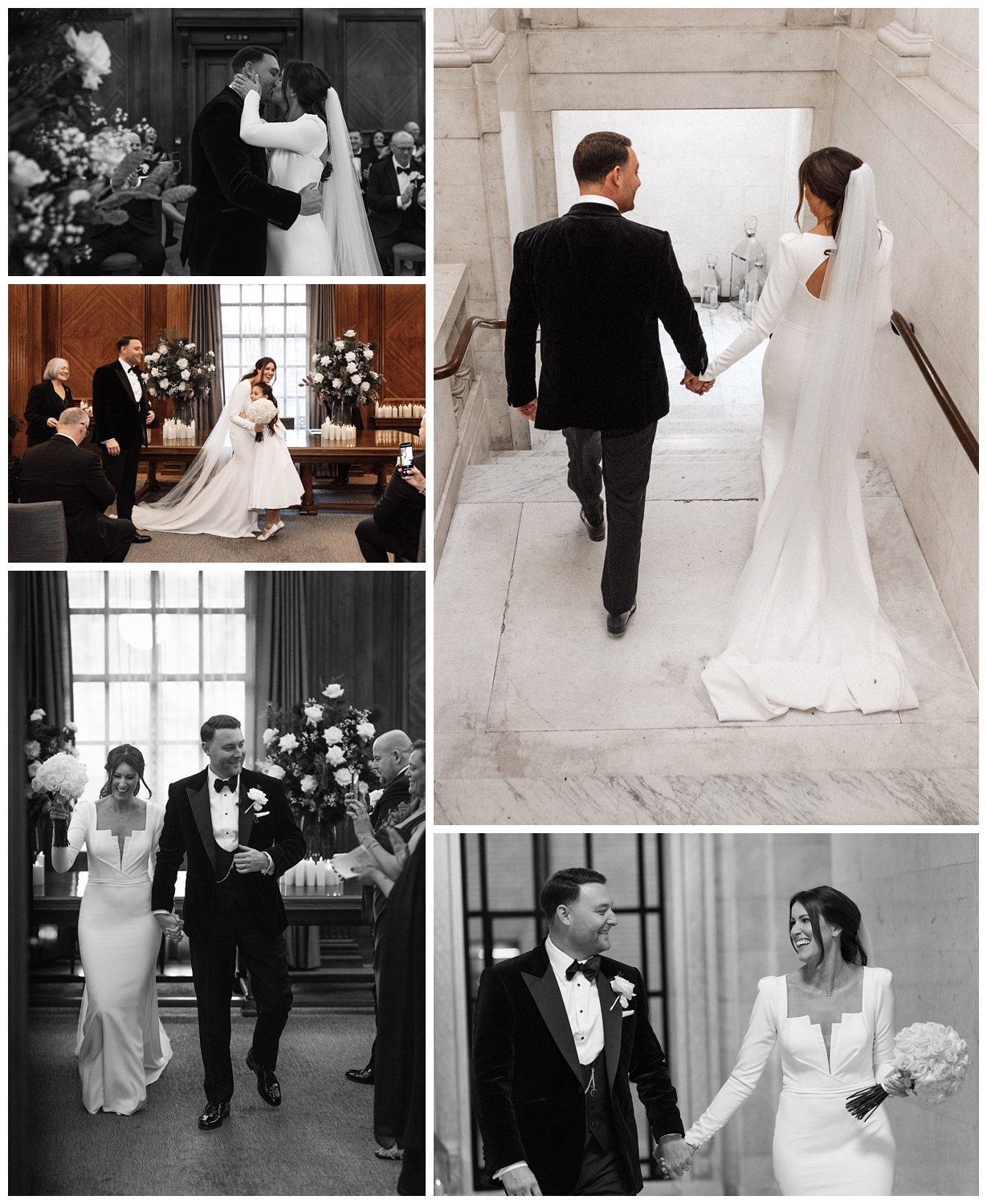 Marylebone Town Hall Wedding photographer - The bride and groom tie the knot during the ceremony