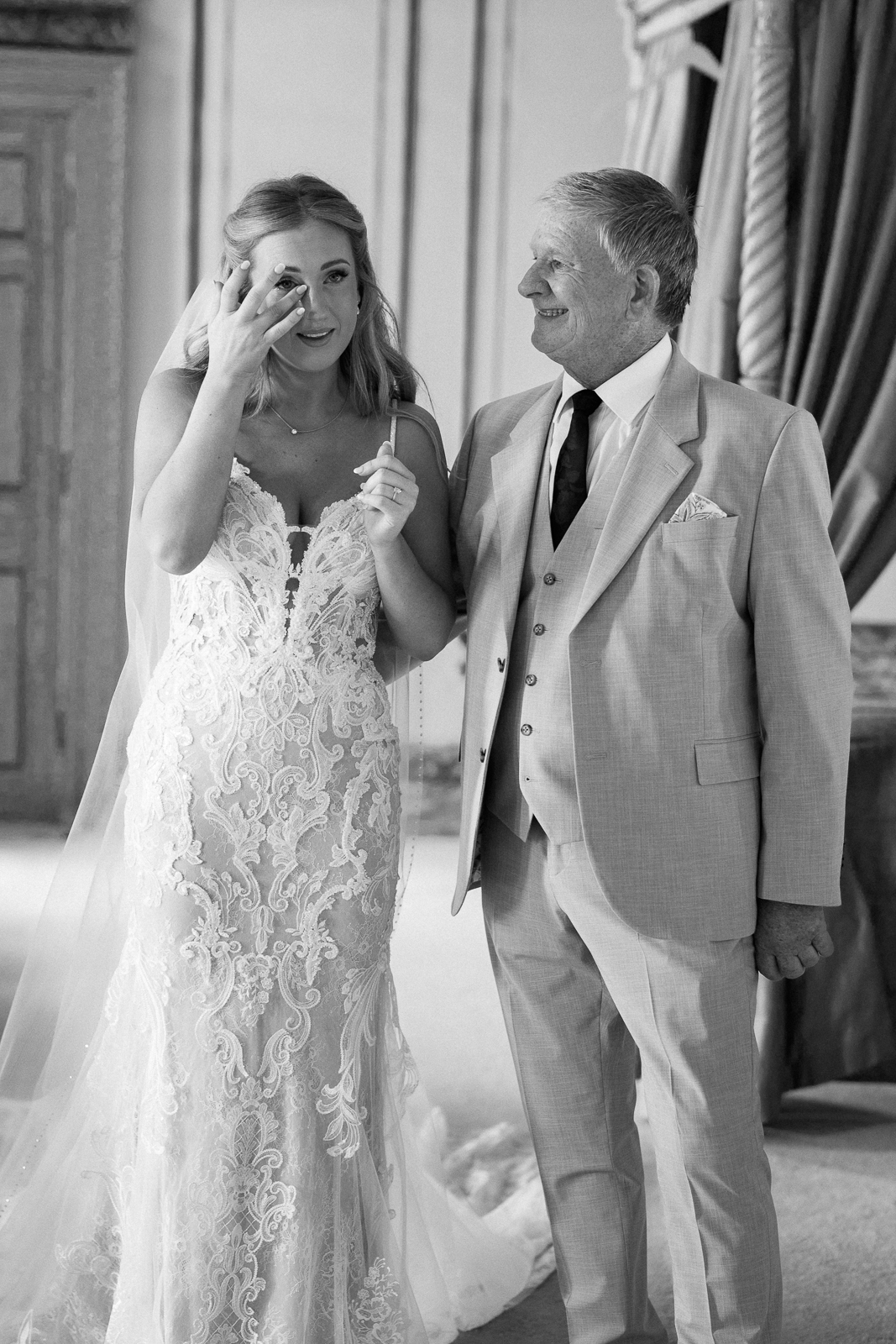 Molly sharing an emotional moment with her dad before the ceremony
