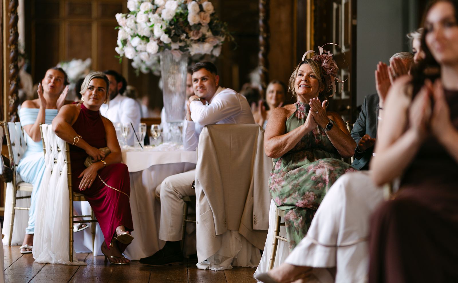Wedding guests enjoying Molly and Taylor's speeches