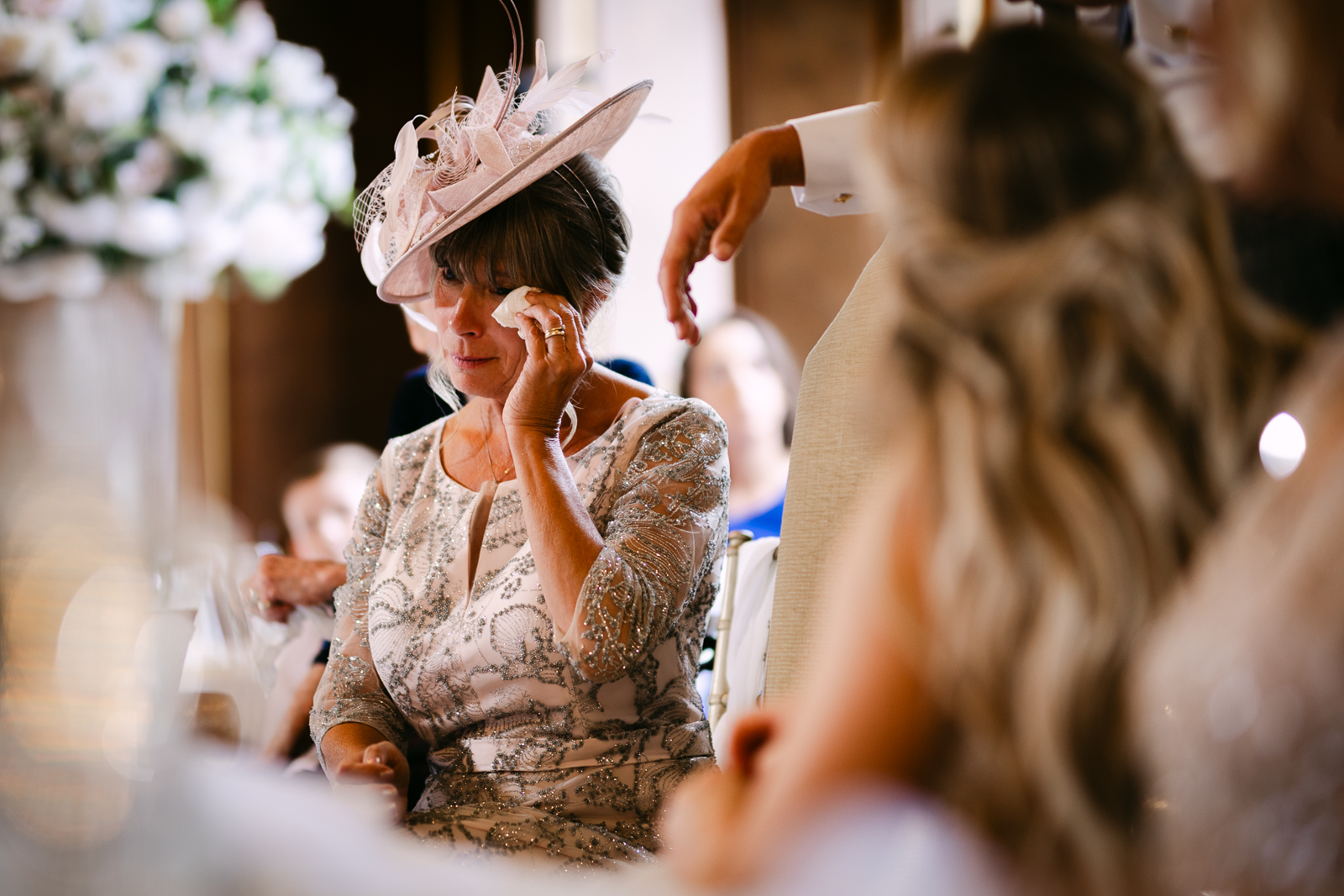 Emotional reaction from a family member during the wedding speeches